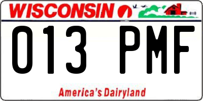 WI license plate 013PMF