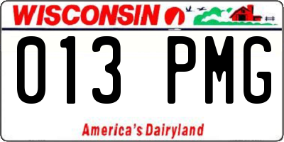 WI license plate 013PMG