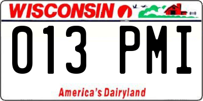 WI license plate 013PMI