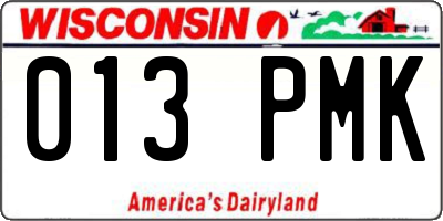 WI license plate 013PMK