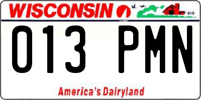 WI license plate 013PMN