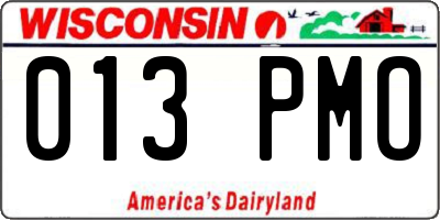 WI license plate 013PMO