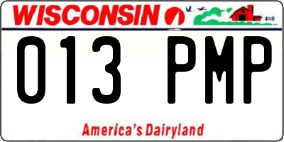 WI license plate 013PMP