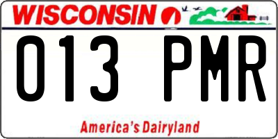 WI license plate 013PMR