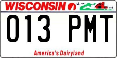 WI license plate 013PMT