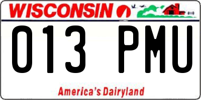 WI license plate 013PMU