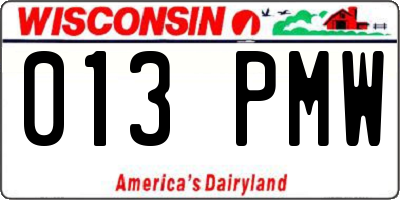WI license plate 013PMW