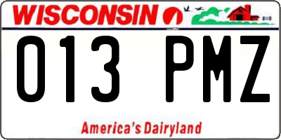 WI license plate 013PMZ