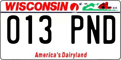 WI license plate 013PND