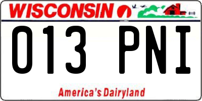 WI license plate 013PNI
