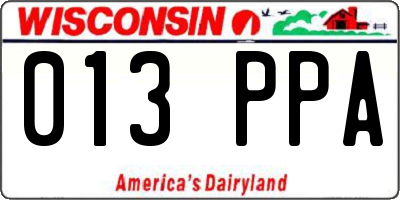 WI license plate 013PPA