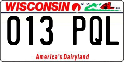 WI license plate 013PQL