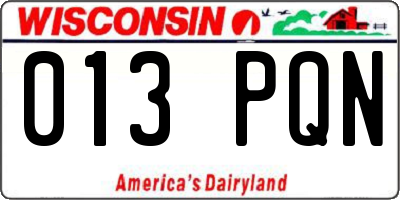 WI license plate 013PQN