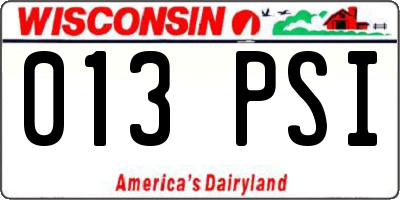 WI license plate 013PSI