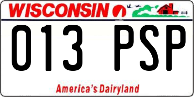 WI license plate 013PSP