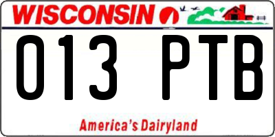 WI license plate 013PTB