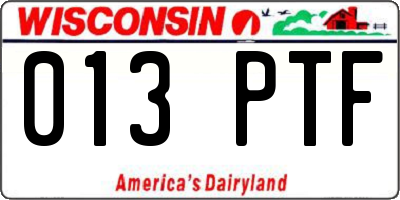 WI license plate 013PTF