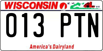 WI license plate 013PTN