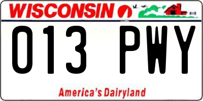 WI license plate 013PWY