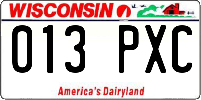 WI license plate 013PXC