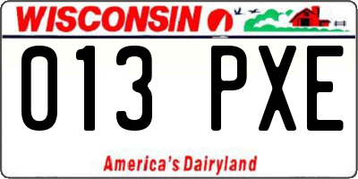 WI license plate 013PXE