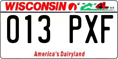 WI license plate 013PXF
