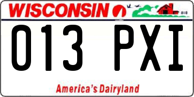 WI license plate 013PXI