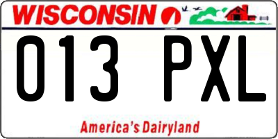 WI license plate 013PXL