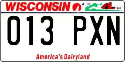 WI license plate 013PXN