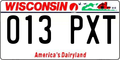 WI license plate 013PXT