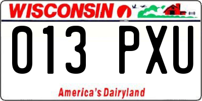 WI license plate 013PXU