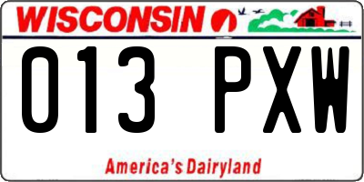 WI license plate 013PXW