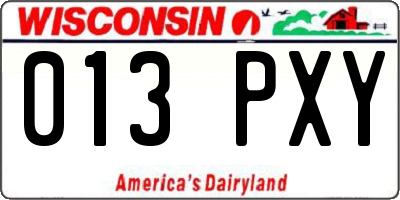 WI license plate 013PXY