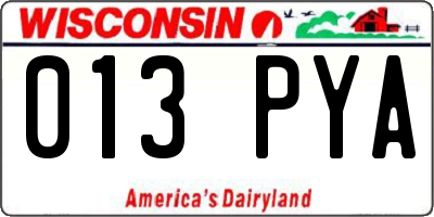 WI license plate 013PYA