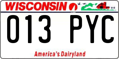 WI license plate 013PYC