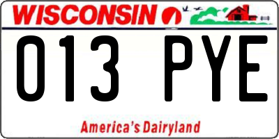 WI license plate 013PYE