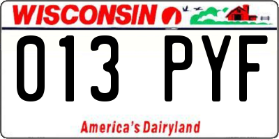 WI license plate 013PYF