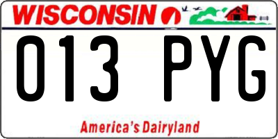 WI license plate 013PYG