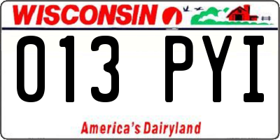 WI license plate 013PYI