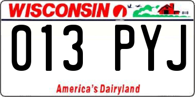 WI license plate 013PYJ