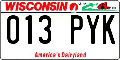 WI license plate 013PYK