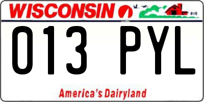 WI license plate 013PYL