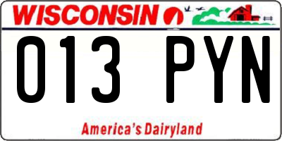 WI license plate 013PYN