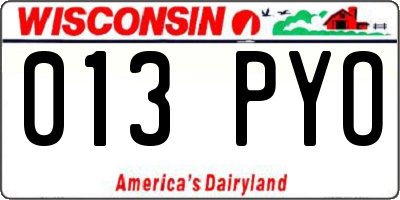 WI license plate 013PYO