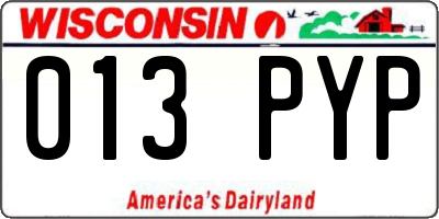 WI license plate 013PYP