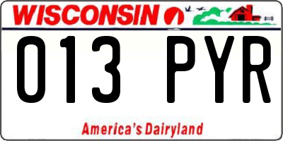 WI license plate 013PYR