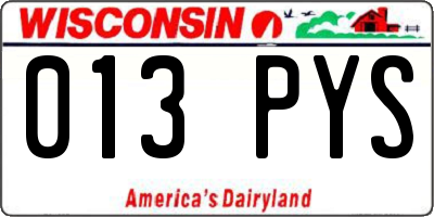 WI license plate 013PYS