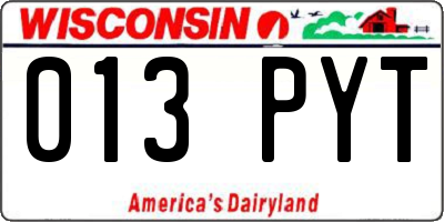 WI license plate 013PYT