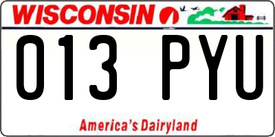 WI license plate 013PYU