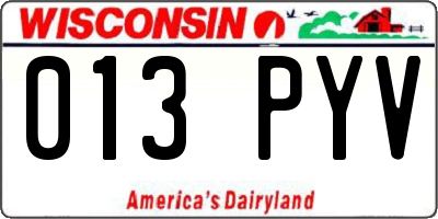 WI license plate 013PYV